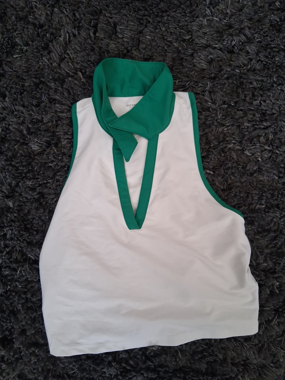 Old Navy White Crop Top with Green Trim